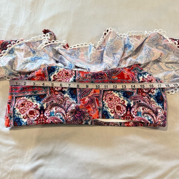 Swimsuits For All Bikini Red and Blue Floral Cold Shoulder Women's Size 20 - Picture 10 of 13